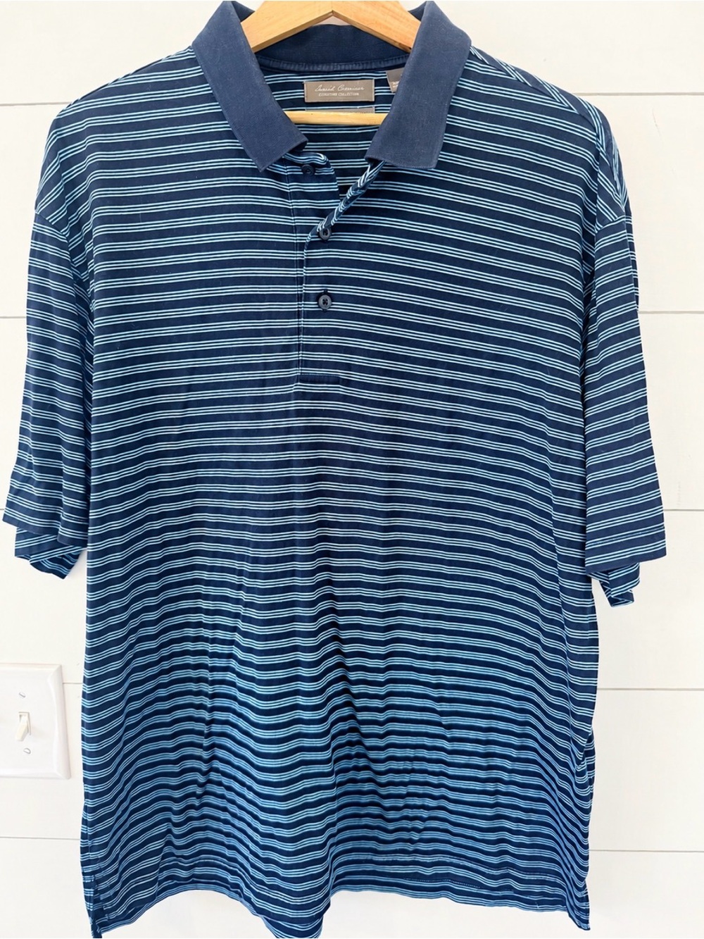 Daniel Cremieux Men's Navy Polo with Light Blue Stripes